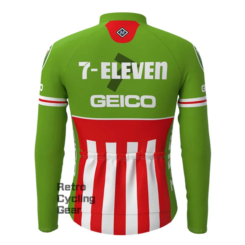 7-ELEVEN Green Fleece Retro Long Cycling Kits