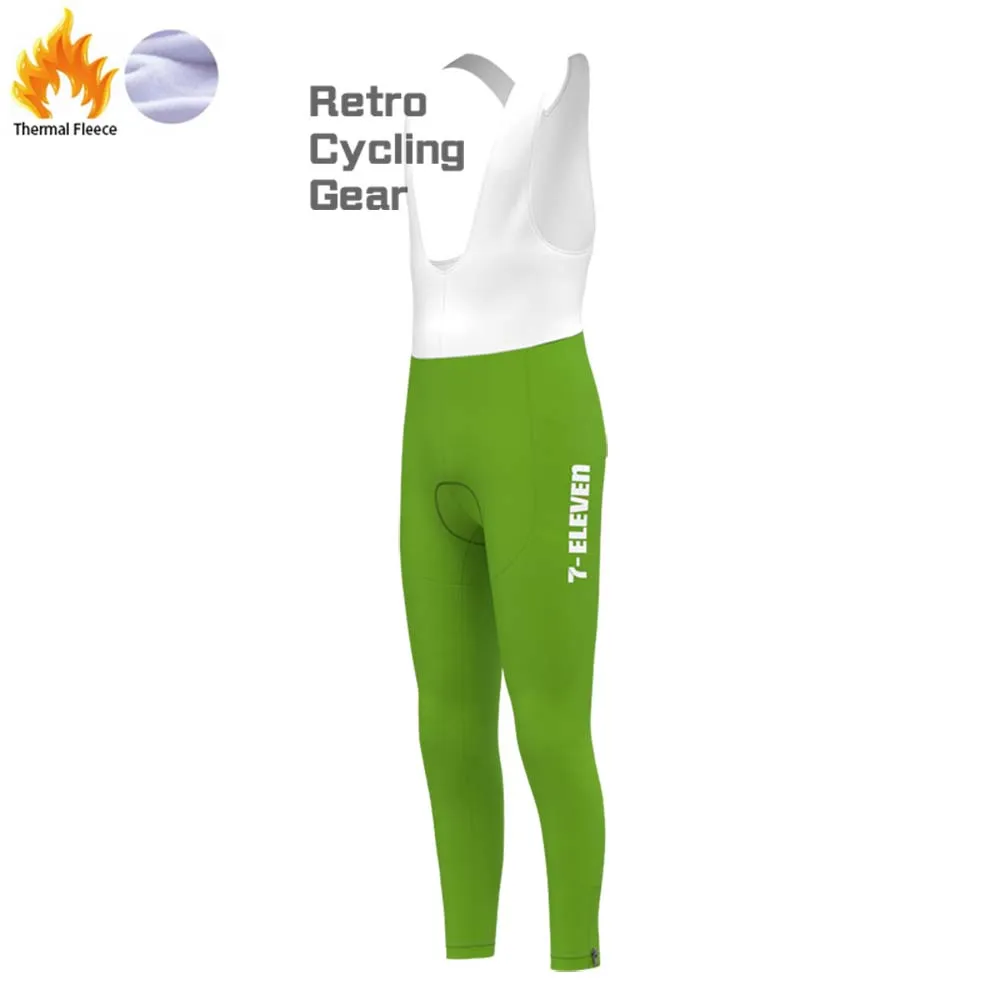 7-ELEVEN Green Fleece Retro Long Cycling Kits