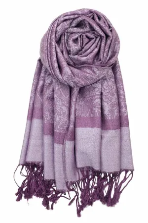 Achillea Violet Purple Jacquard Pashmina Scarf