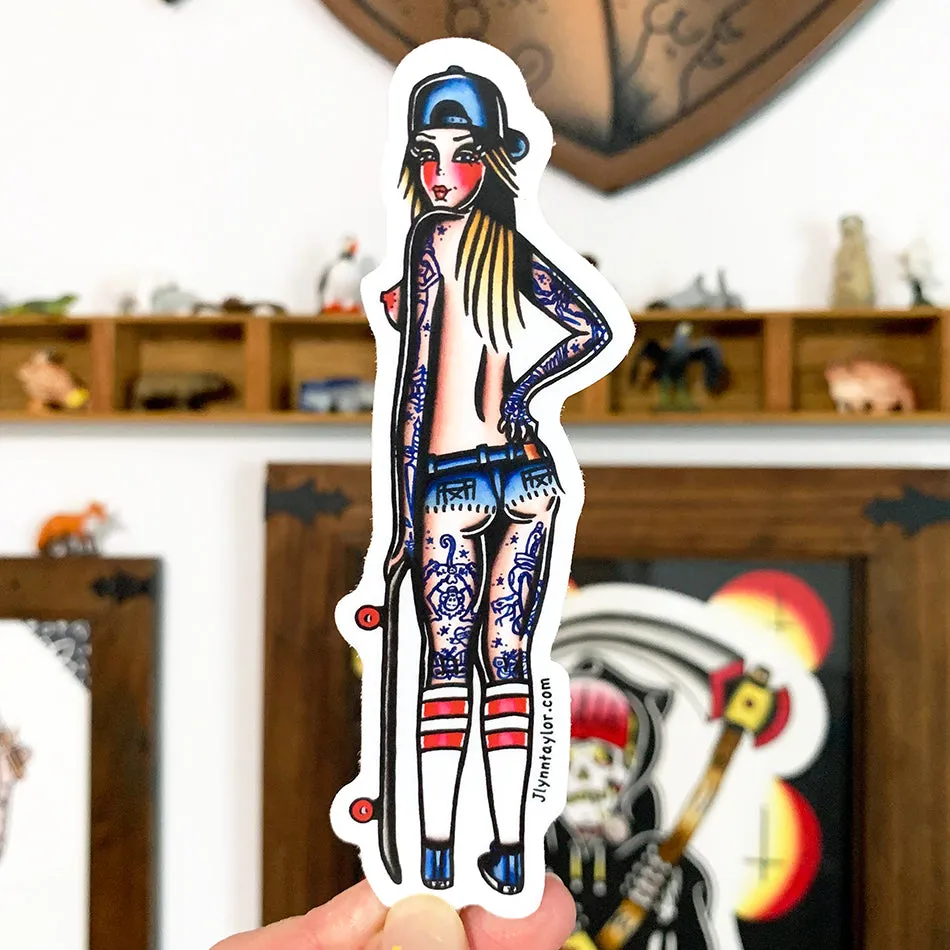 Aloha Skate Pinup Sticker