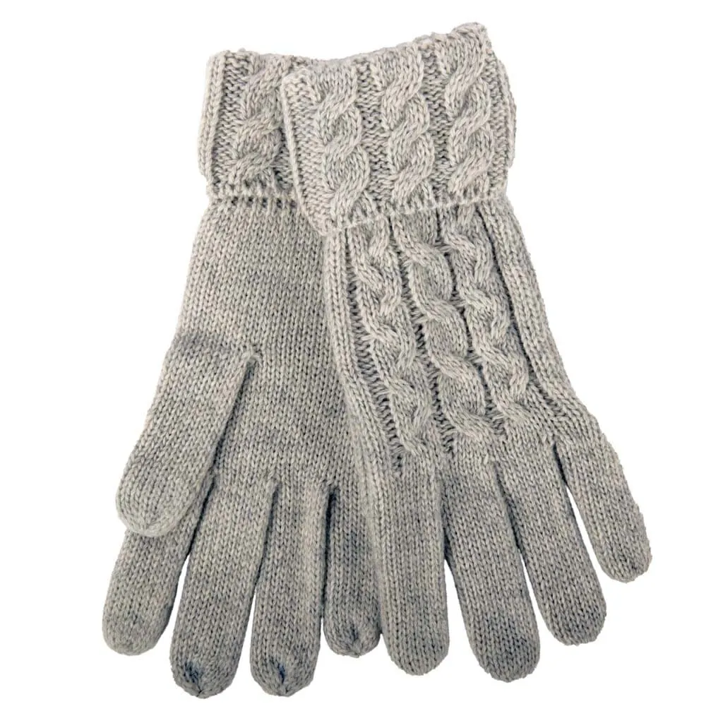 Aran Cable Cuff Fine Knit Gloves