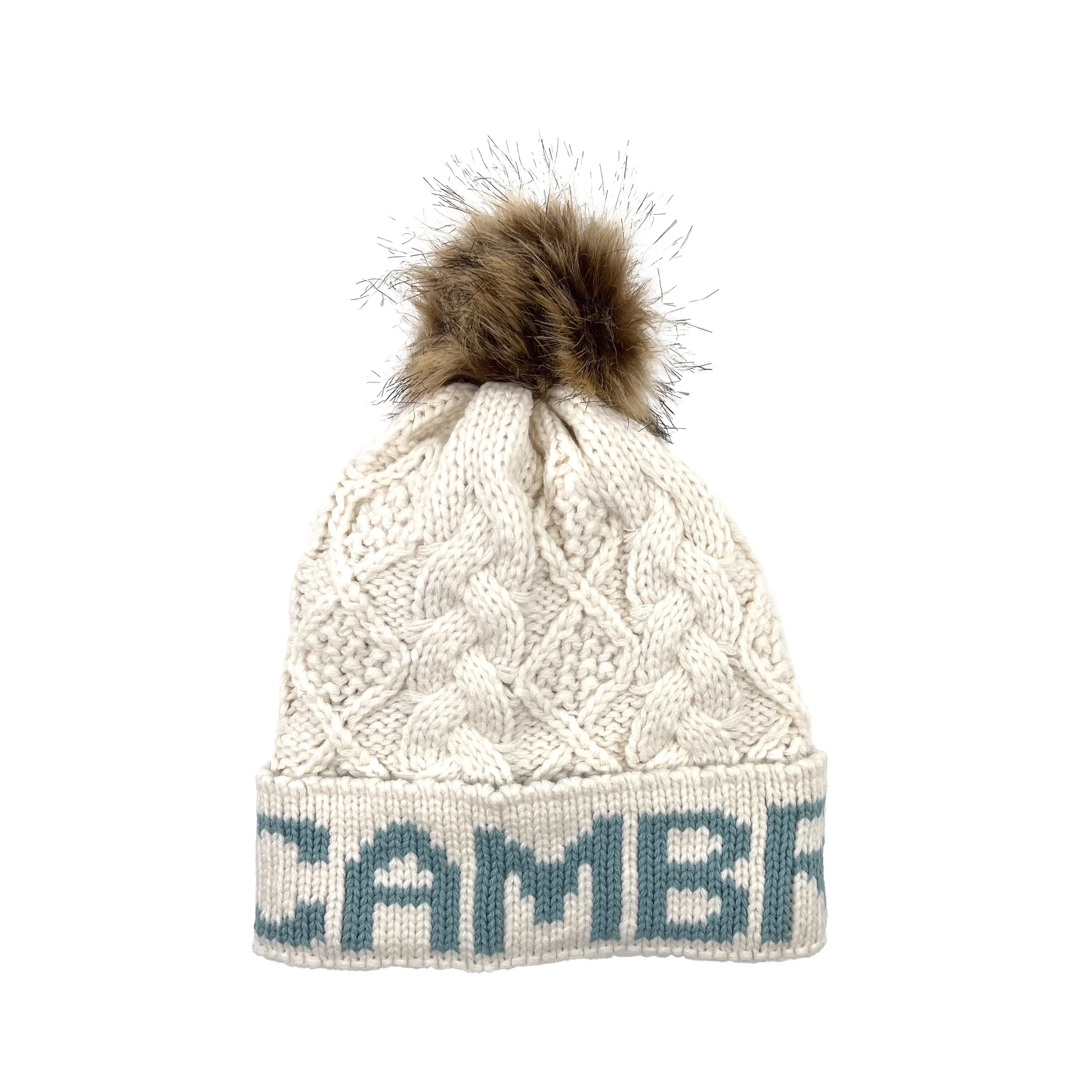 Aran Diamond Cable Cambridge Pom Pom Hat