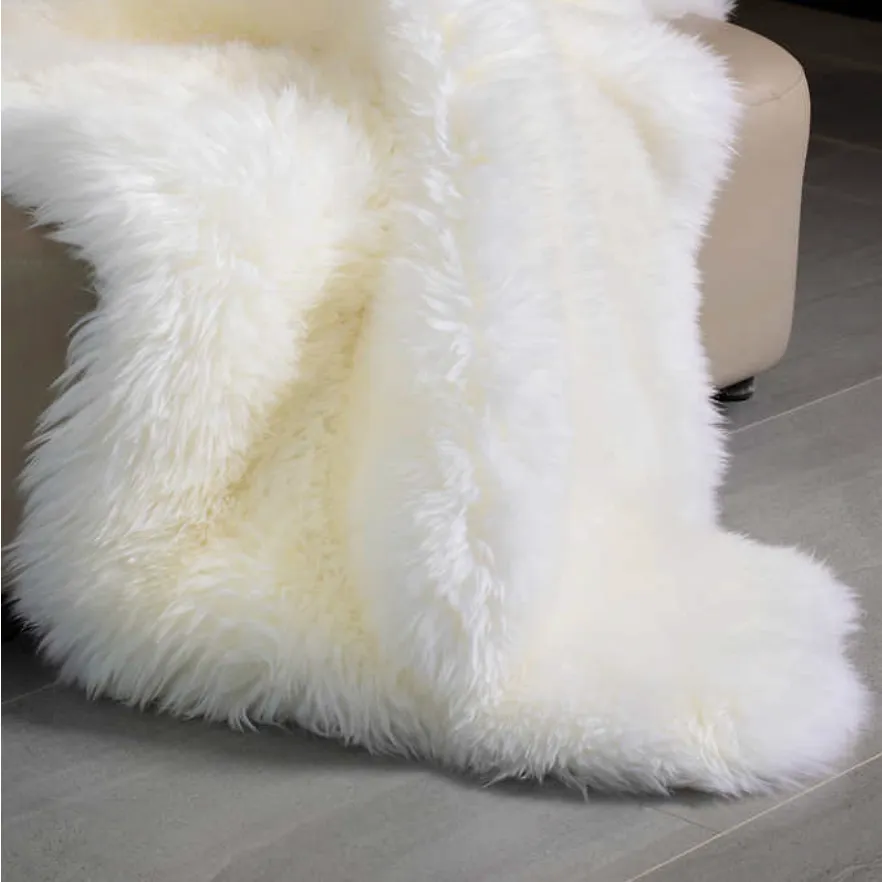 Authentic Sheepskin Rug - Soft Hypoallergenic Fur Throw - Cream - Black - Brown