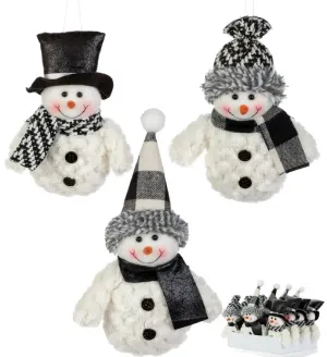 Black and White Snowman Ornaments