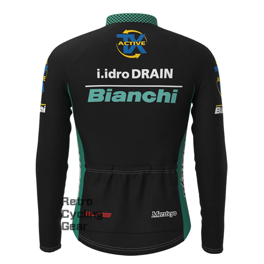 black  Bianchi Fleece Long Cycling Kits