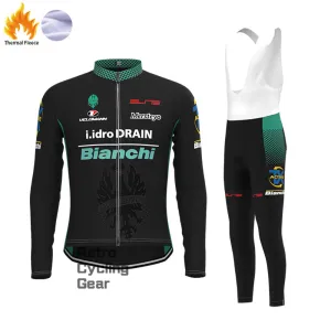 black  Bianchi Fleece Long Cycling Kits