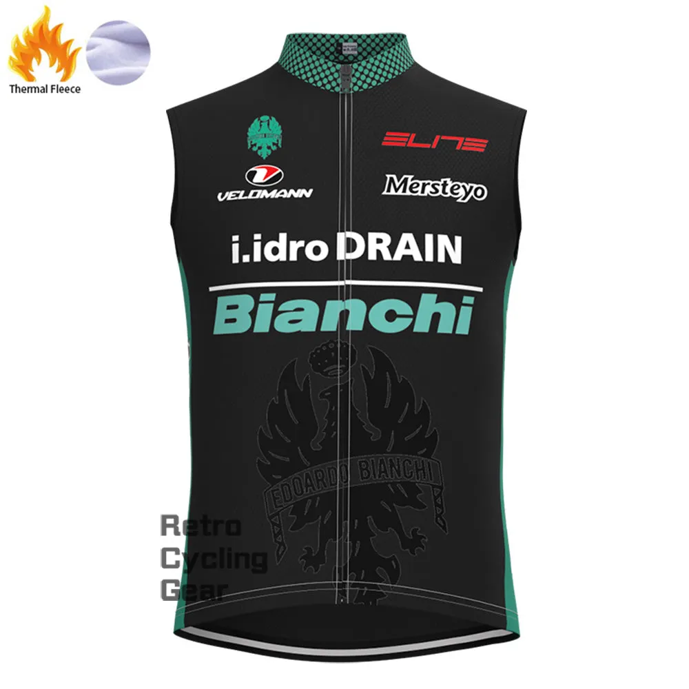 black  Bianchi Fleece Long Cycling Kits