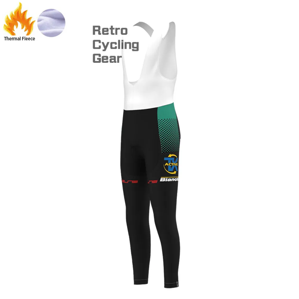 black  Bianchi Fleece Long Cycling Kits