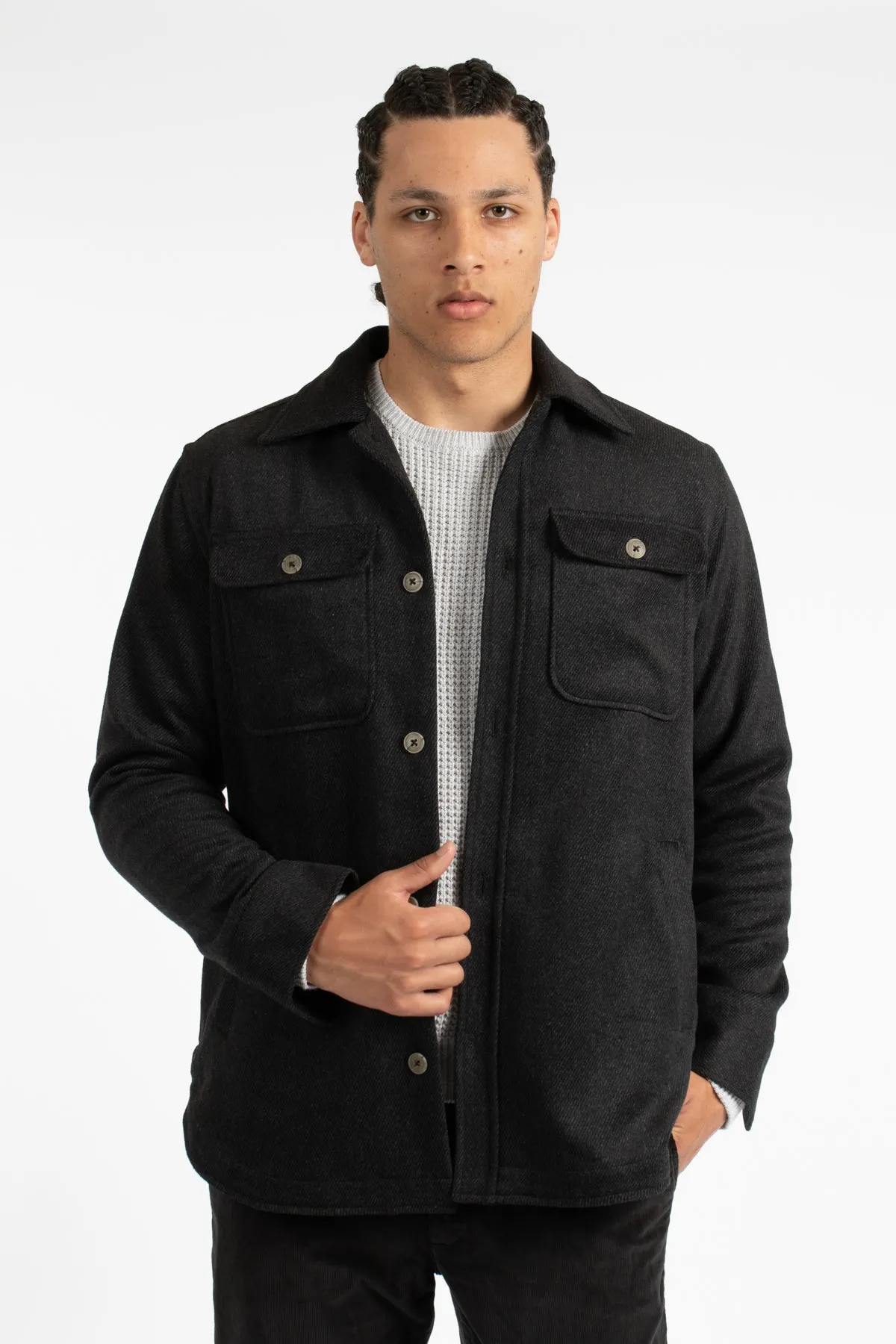 Black Twill Overshirt Jacket