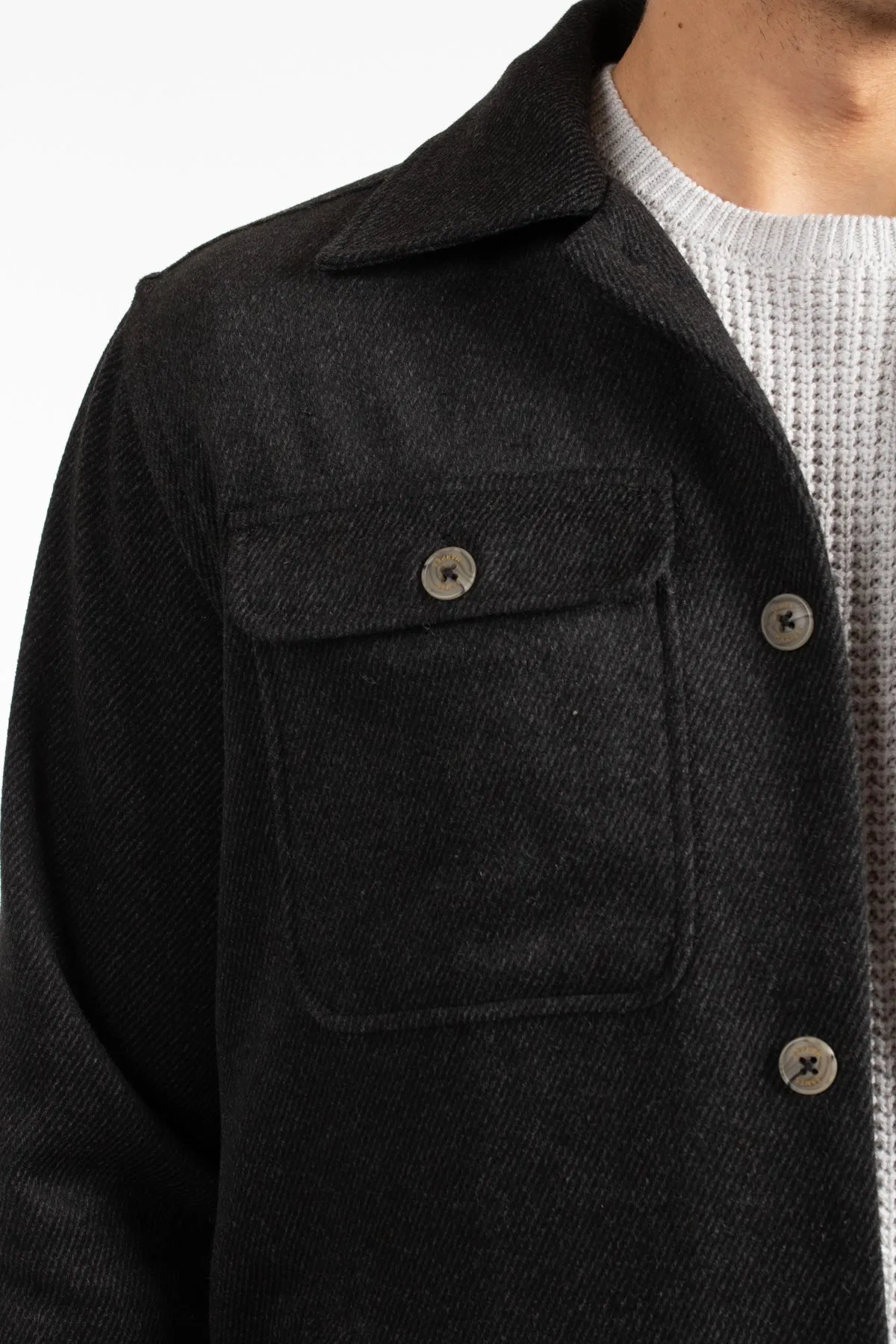 Black Twill Overshirt Jacket