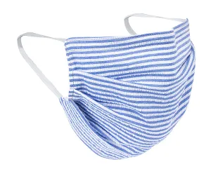 Blue/White Seersucker Safety Mask - M3392