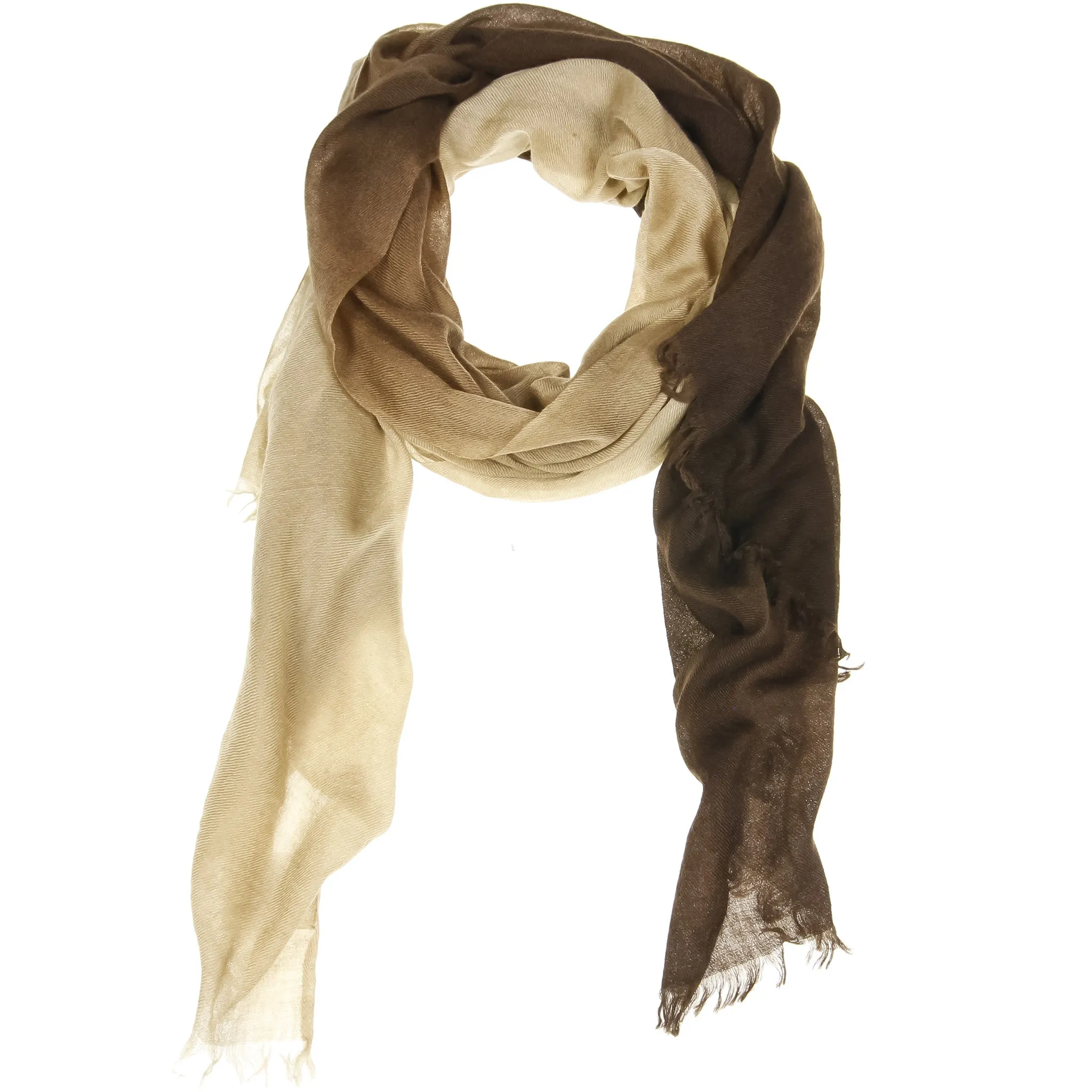 Brown Ombré Hand Woven Cashmere Wool Scarf