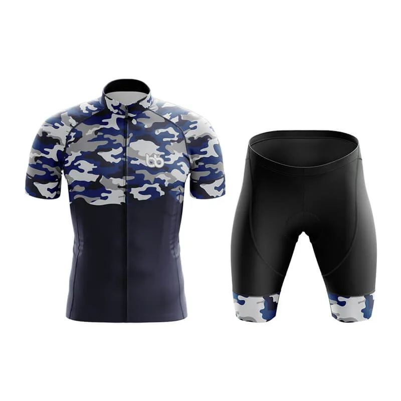 Camouflage Neck Club Cycling Kit (V1) (Blue)