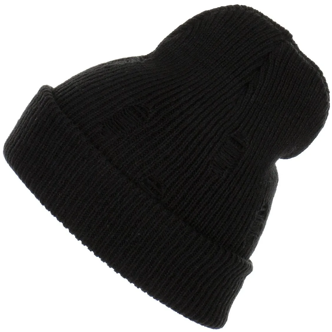 Distressed Slouchy Unisex Ribbed Soft Knit Beanie