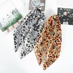 European And American Leopard Print Silk Scarf 60cm Satin Small Square Towel Women's Casual Bandana Headband