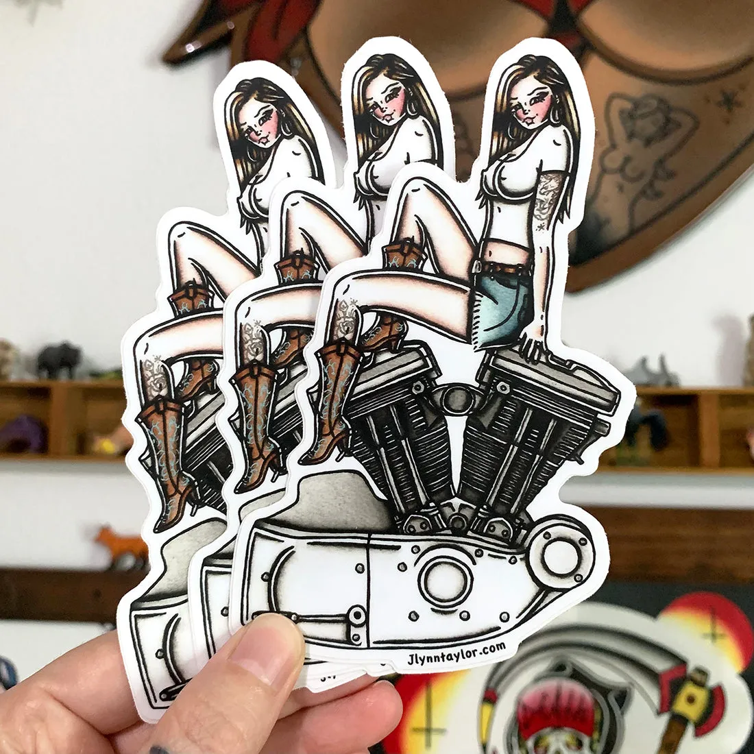 Evolution Sport Engine Pinup Sticker