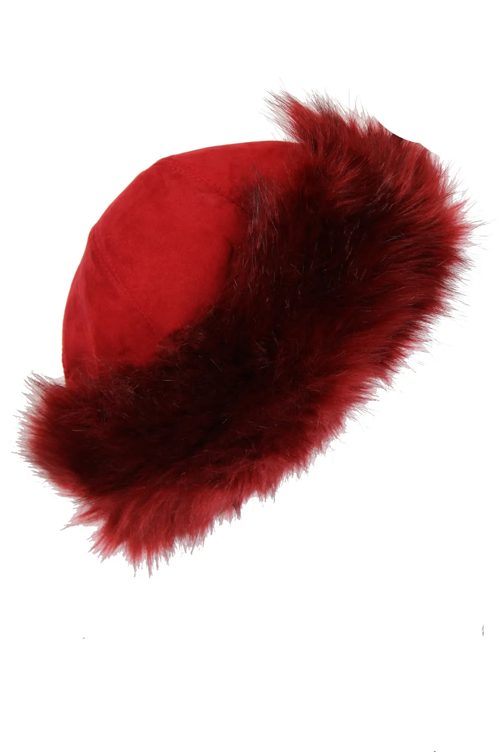 Faux Suede Faux Fur Trim Russian Hat