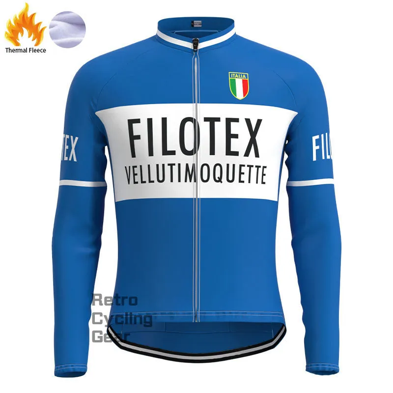 Filotex Blue Fleece Retro Long Sleeves Jerseys