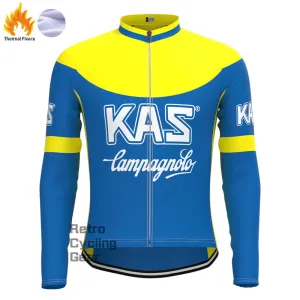 KAS Blue Fleece Retro Long Sleeves Jerseys