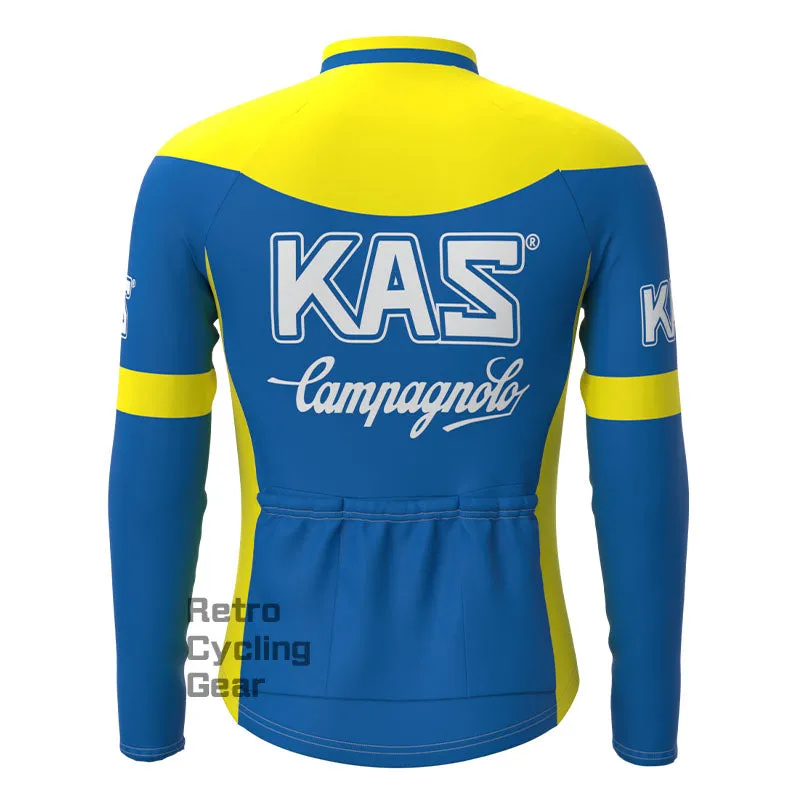 KAS Blue Fleece Retro Long Sleeves Jerseys