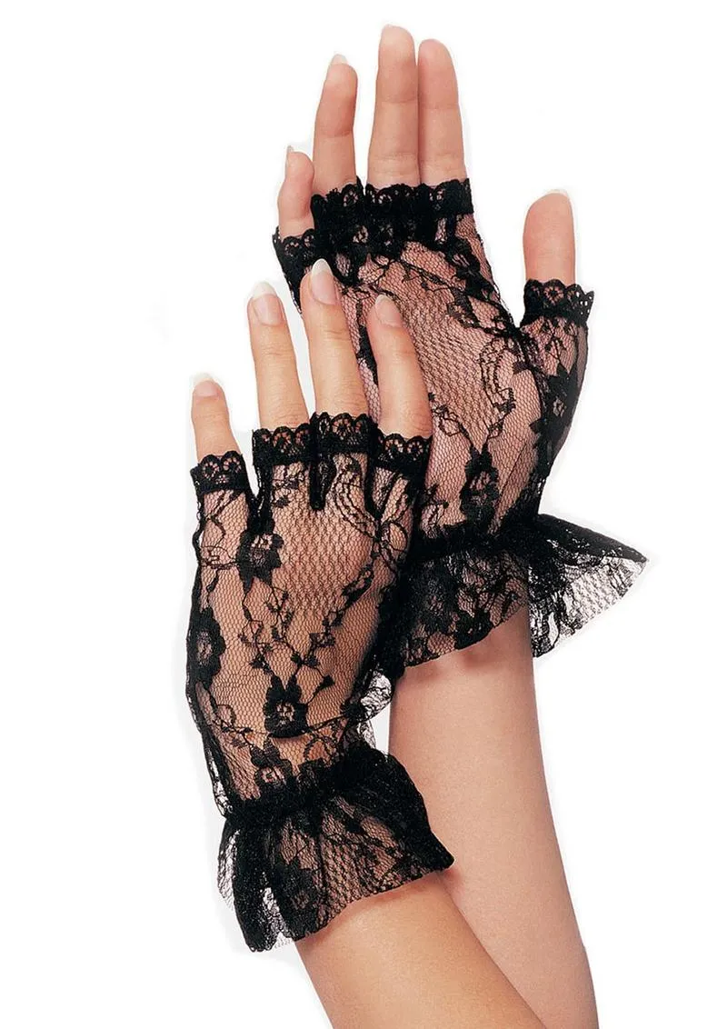 Leg Avenue Lace Fingerless Wrist Ruffle Gloves