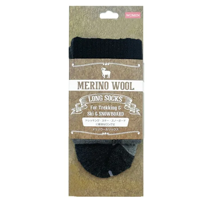 Merino Wool Long Socks-BLACK