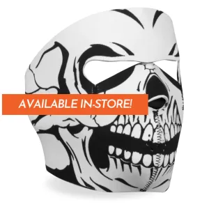 Neoprene Full Face Mask - Black White Skull FMA1012 | Hot Leathers