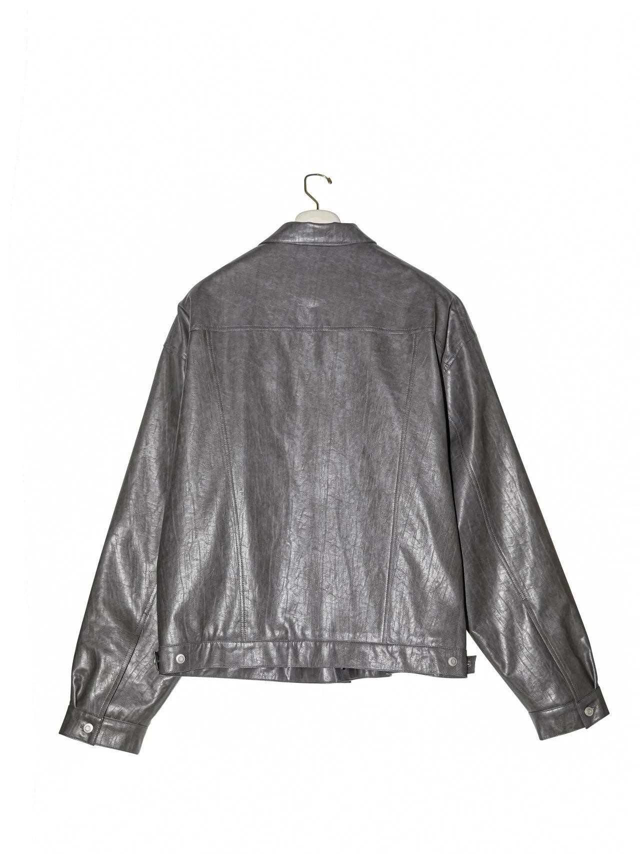 OVERSIZED VEGAN LEATHER TRUCKER JACKET