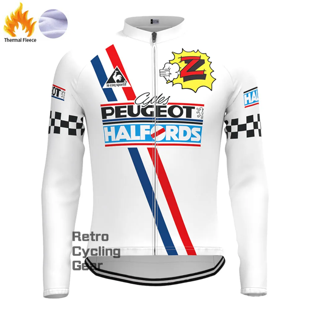 PEUGEOT Halfords Fleece Retro Long Cycling Kits