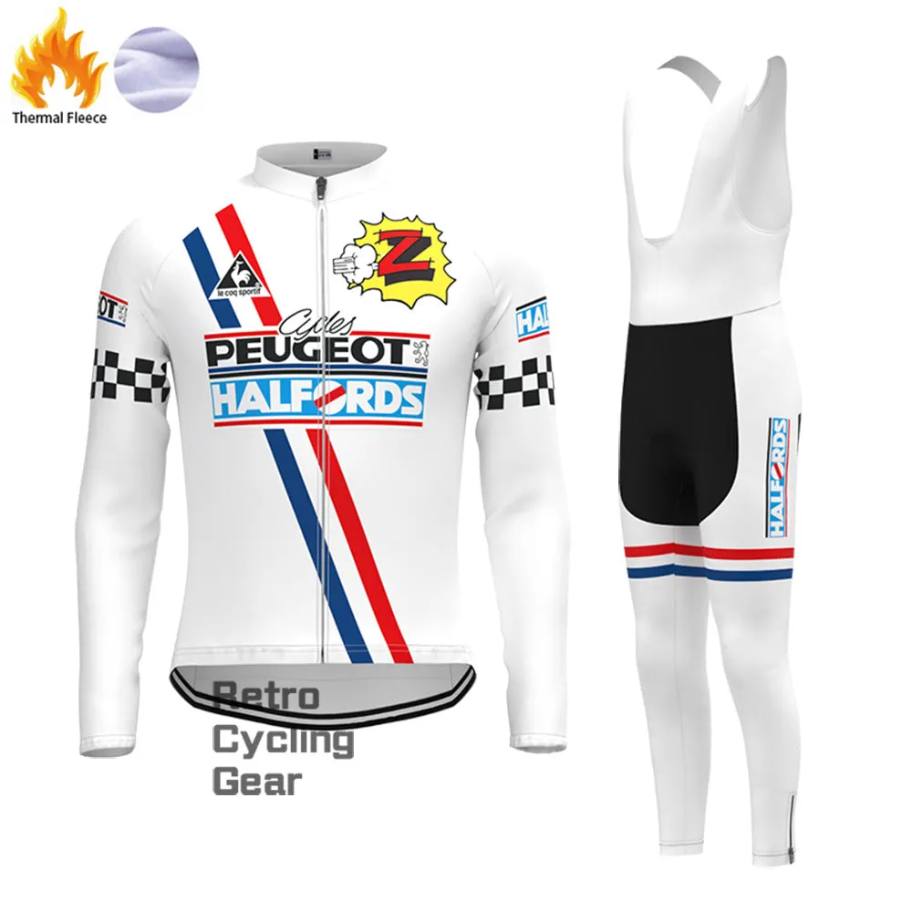 PEUGEOT Halfords Fleece Retro Long Cycling Kits