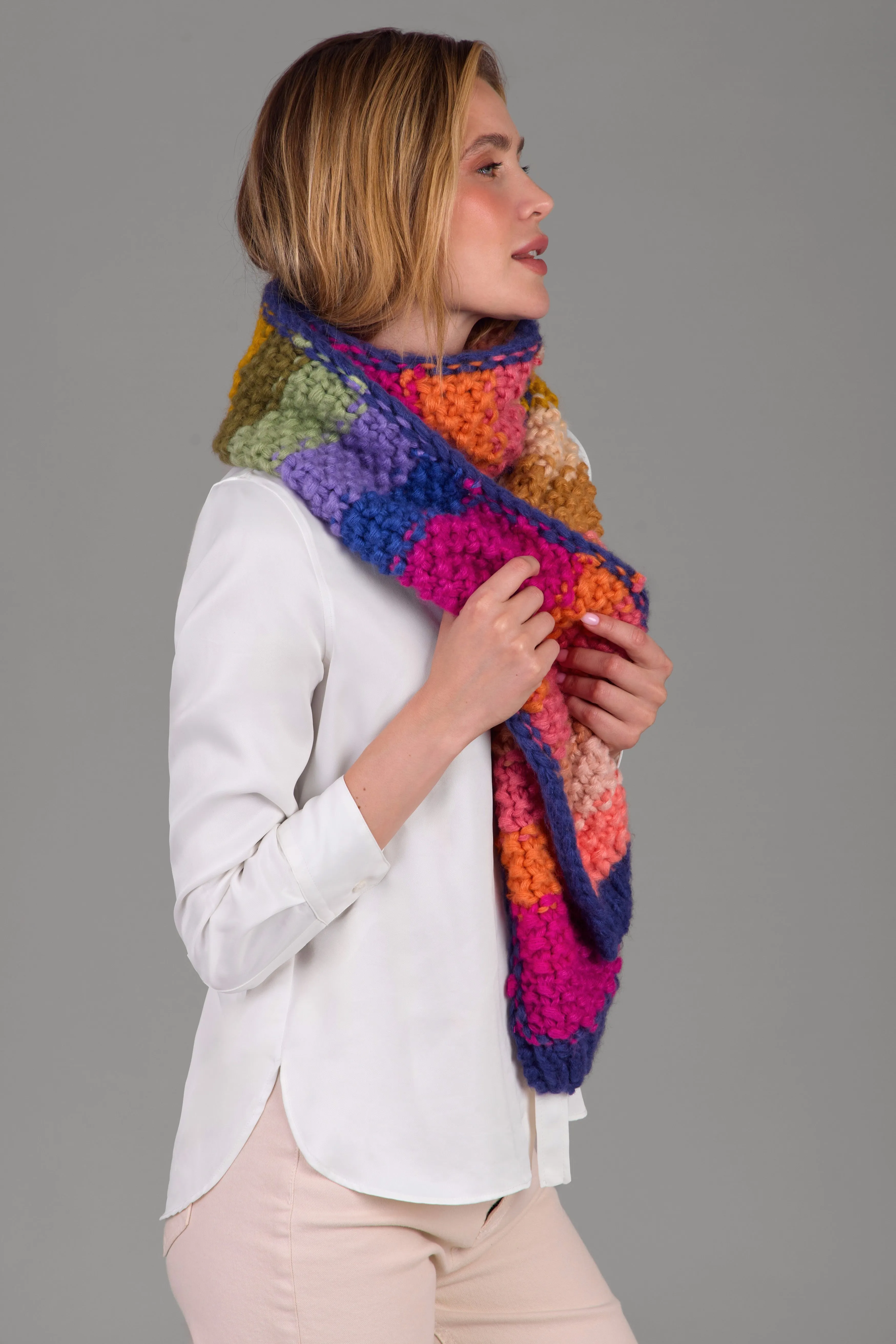 Rainbow Knitted Chunky Scarf