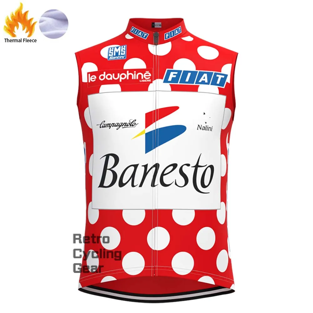 Red Banesto Fleece Retro Long Cycling Kits