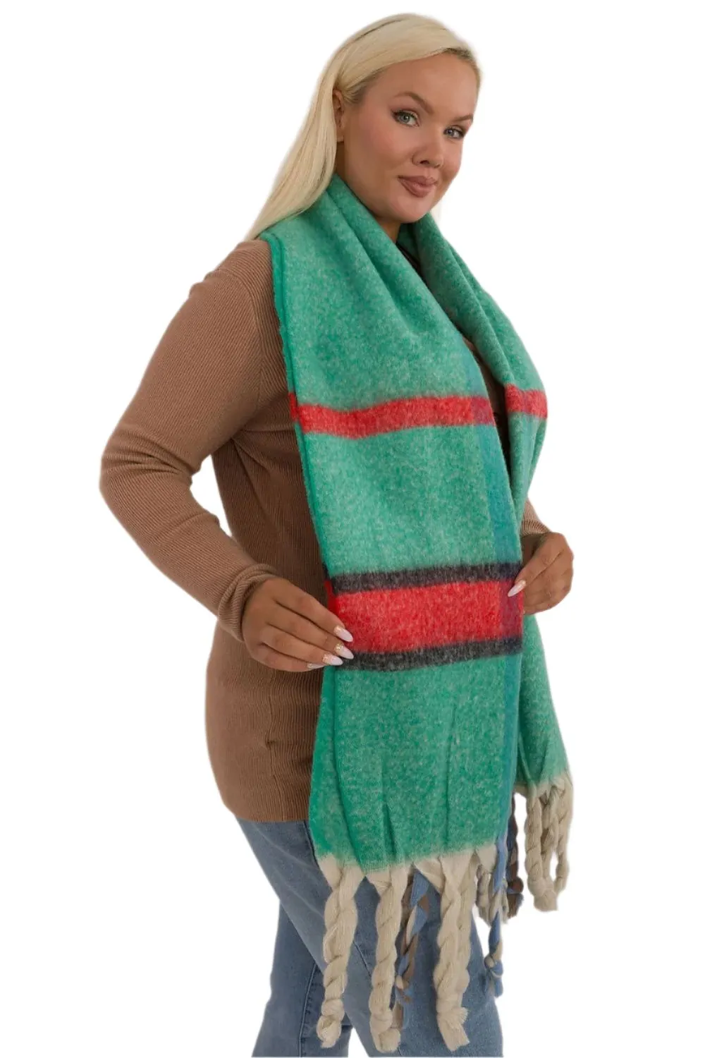 TEEK - Big Plaid Fringe Scarf