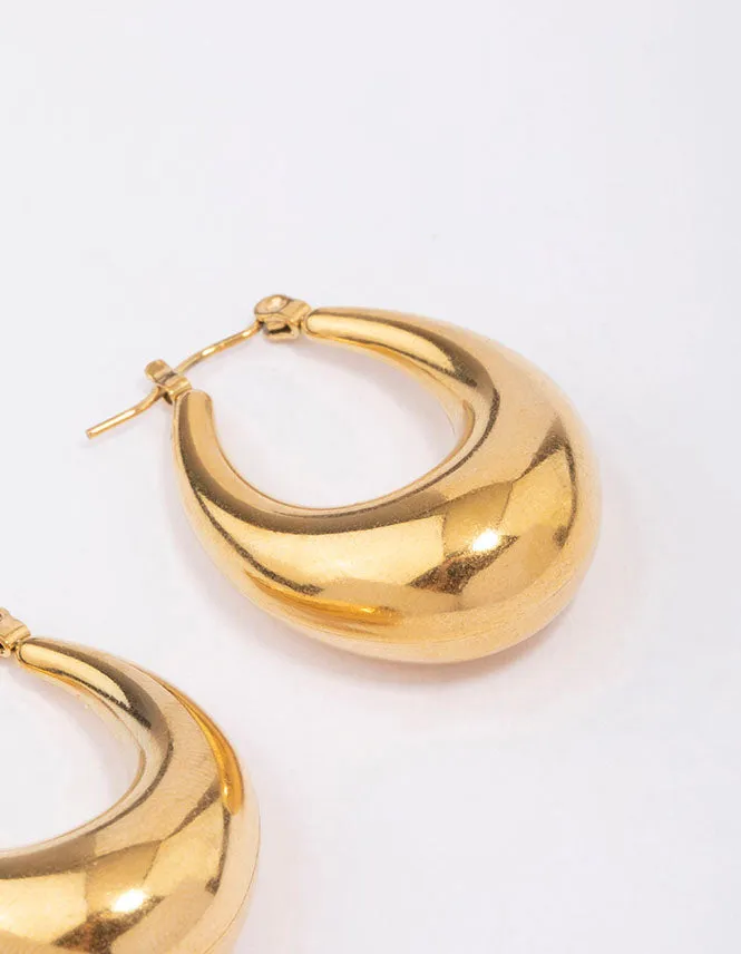 Waterproof Gold Plated Stainless Steel Full Loop Hoop Earrings