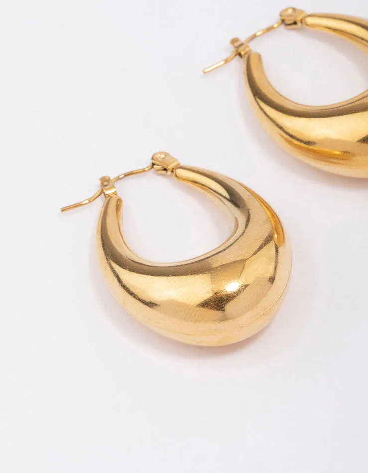 Waterproof Gold Plated Stainless Steel Full Loop Hoop Earrings