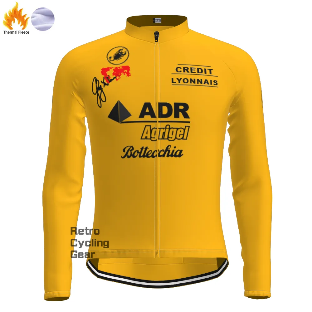 Yellow-ADR Fleece Retro Long Cycling Kits