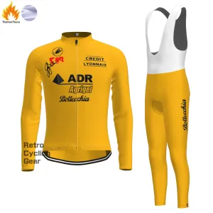 Yellow-ADR Fleece Retro Long Cycling Kits